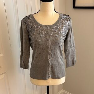 WHBM Gray Sequin Cardigan NWT